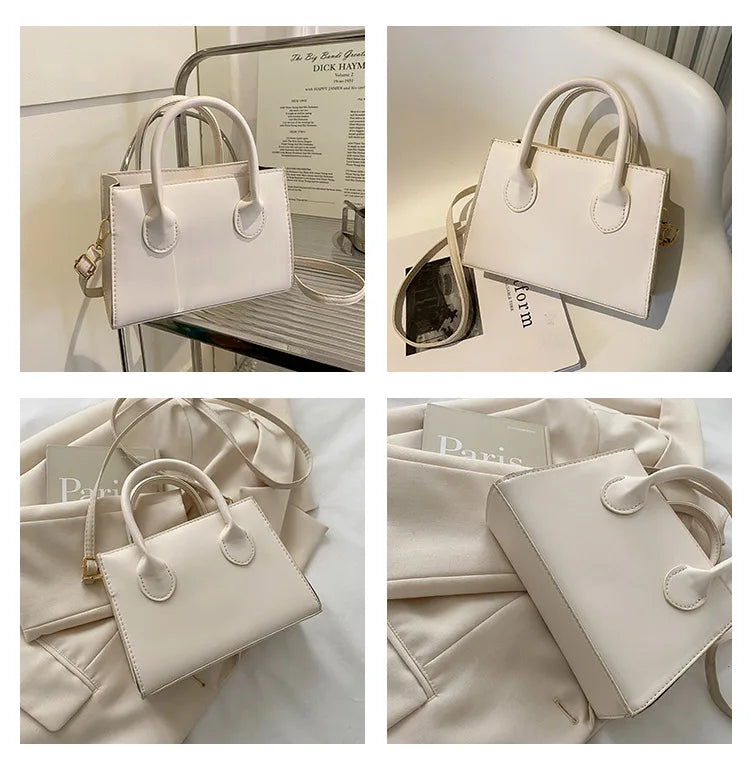 Elegant Black Handbag with Dual Handles, Chic Crossbody Bag, Retro Stylish Tote Small Bag for Women Girls Daily Use, Work, Party