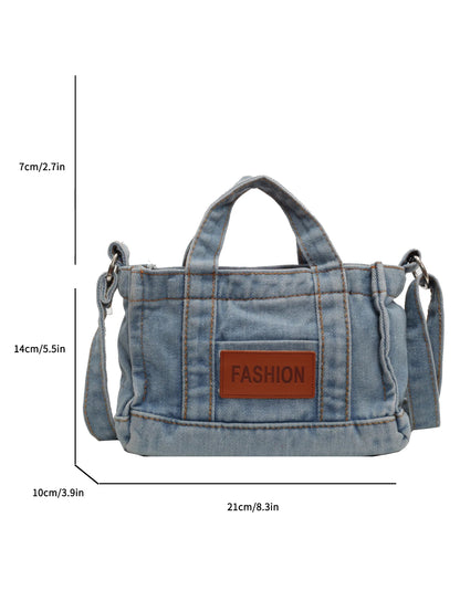 1 solid color denim handbag ladies shoulder bag suitable for girls, ladies, college students, newcomers and white-collar workers
