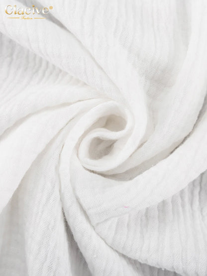 Clacive Fashion White Office Woman Blouses 2022 Autumn Lapel Long Sleeve 100%Cotton Shirts Lady Elegant Chic Top Female Clothes