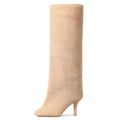 Women’s Suede High-Heel Knee Boots