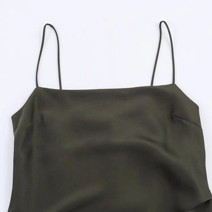 HH Woman Elegant Lace Decoration Camisole Underwear Style Top Female Spring Casual Sleeveless Backless Asymmetry Solid Tops