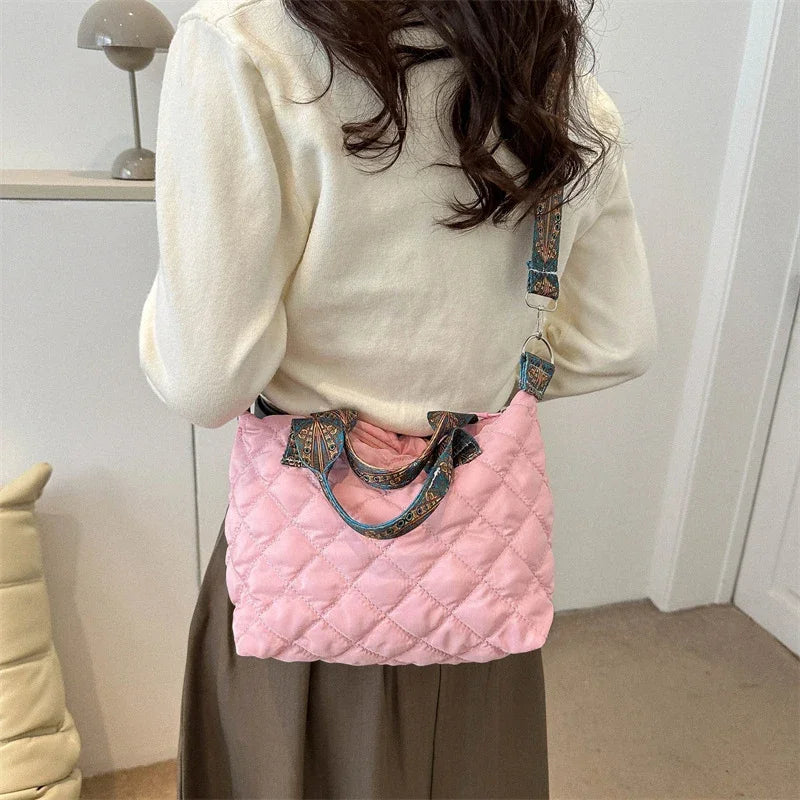 Large Tote Handbags for Women Luxury Design Shoulder Crossbody Bags Designer Brand Quilted Padded Casual Bag for Women
