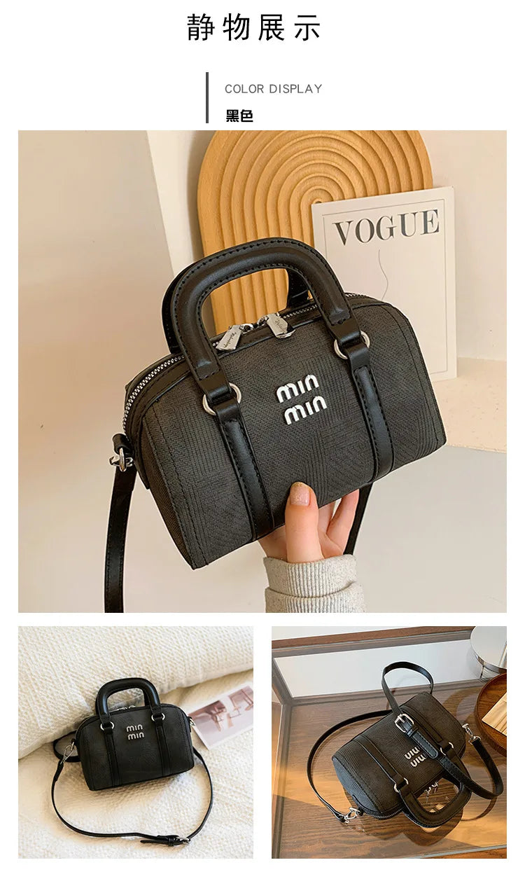 Fashion New Boston Denim HandBag For Women Single Shoulder Crossbody Barrel Satchel Handle Shoulder Bags