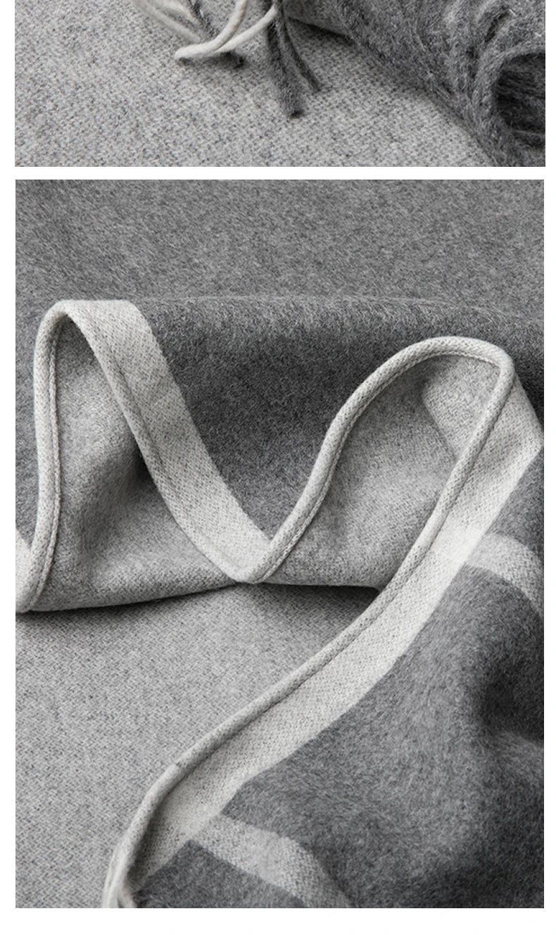 Fashion Clock Women Shawl Sweater 100% Wool Shawl Warm Female Mixed-use Cloak Autumn Winter Scarf French Tassel Cozy Wrap Clothi