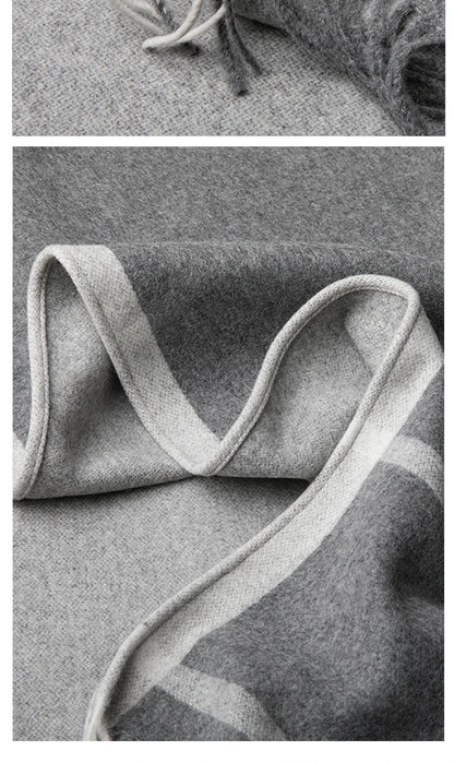 Fashion Clock Women Shawl Sweater 100% Wool Shawl Warm Female Mixed-use Cloak Autumn Winter Scarf French Tassel Cozy Wrap Clothi