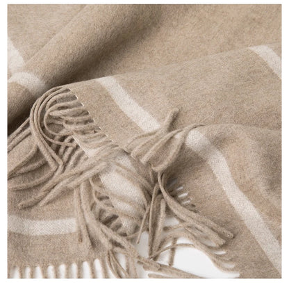 Fashion Clock Women Shawl Sweater 100% Wool Shawl Warm Female Mixed-use Cloak Autumn Winter Scarf French Tassel Cozy Wrap Clothi