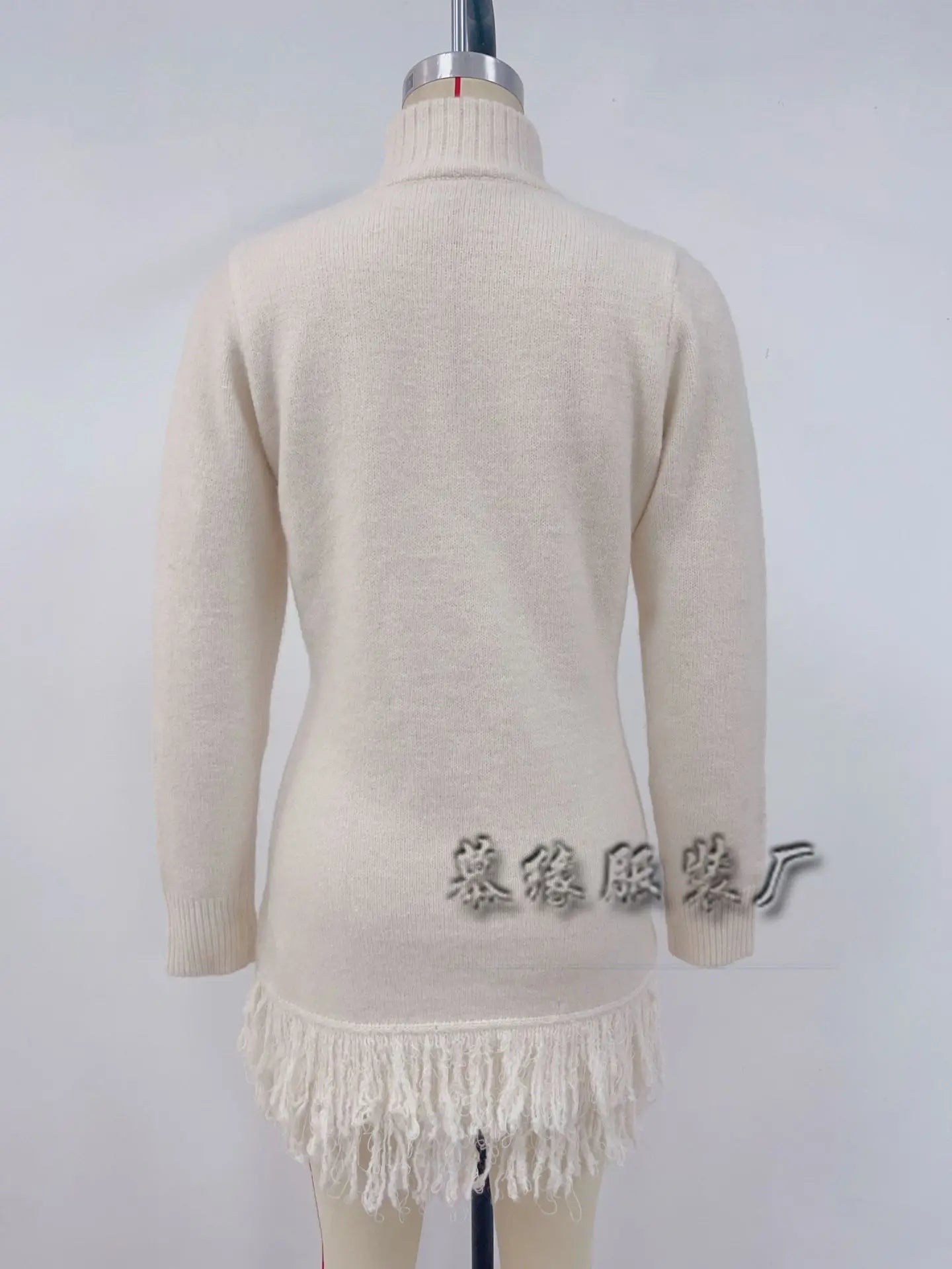 Knitted Dresses 2025 Woman High Neck Vestidos Tassel Sweater Pulls Femmes Keep Warm Homewear Solid Color Temperament Commuting