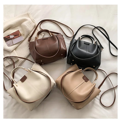 Portable Commuter Women Shoulder Bags Large Capacity Handbag Ladies Fashion Tote Vintage Soft Pu Leather Underarm Bag for Female