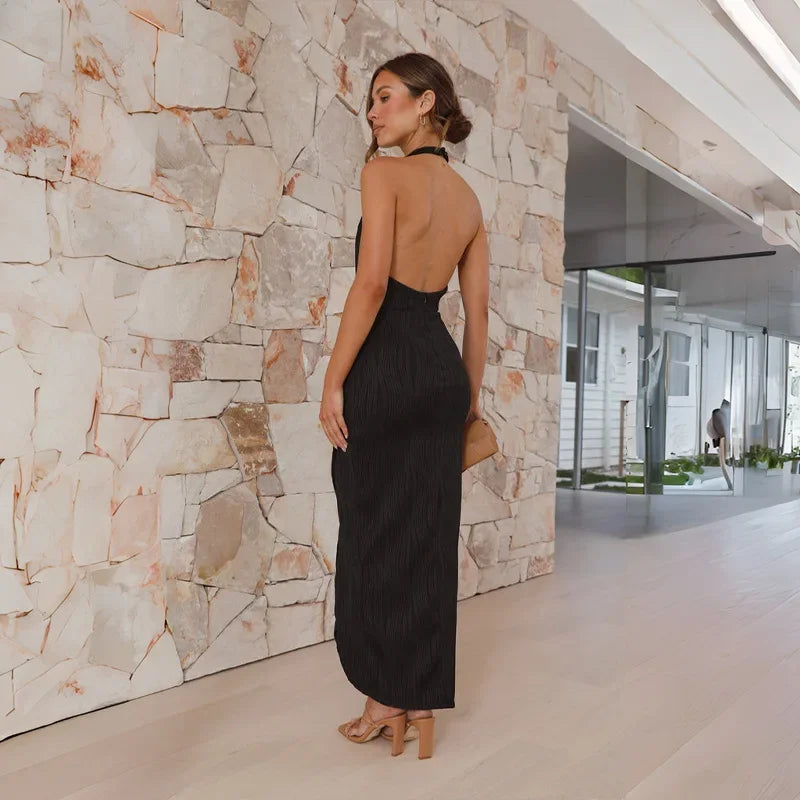 2025 New Fashion Women Summer Halter Backless Long Dress Woman Clothing Evening Party Dresses Casual Sexy Costume Mujer Vestido