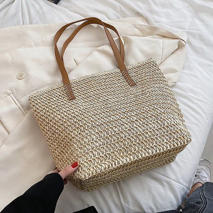 Women's Shoulder Handbag Bohemian 2024 Summer Fashion Straw Beach Tote Bag Travel Shopper Weaving Hand-woven Shopping Bags New