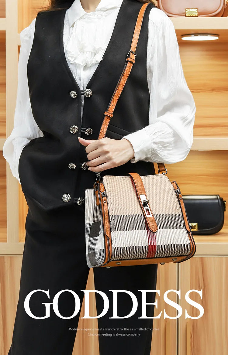 2025 Women's Tote Bag, Luxury Checkered Bucket Purse, Fashionable Shoulder Crossbody Bag, High Quality Handbag for Daily Use