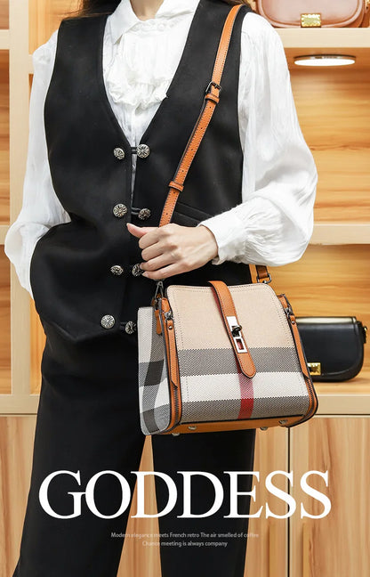 2025 Women's Tote Bag, Luxury Checkered Bucket Purse, Fashionable Shoulder Crossbody Bag, High Quality Handbag for Daily Use
