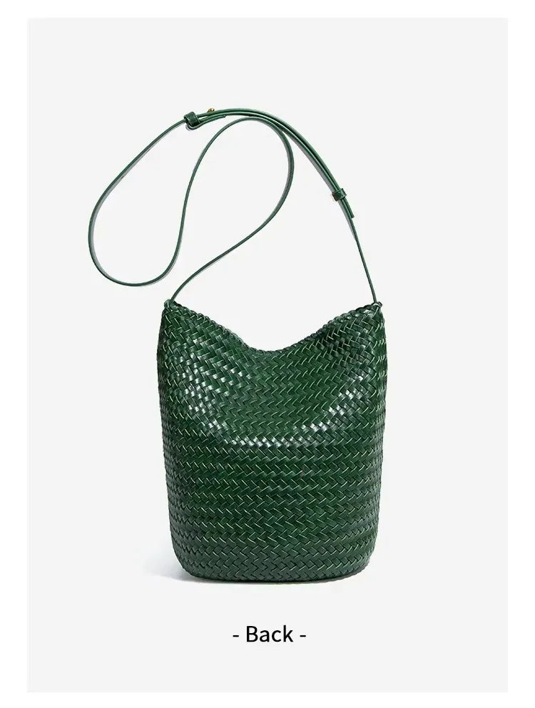 2025 new women's handbag high-end hand-woven large-capacity shoulder tote bag underarm bag crossbody versatile bucket bag