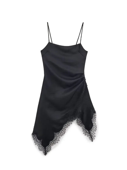 HH Woman Elegant Lace Decoration Camisole Underwear Style Top Female Spring Casual Sleeveless Backless Asymmetry Solid Tops