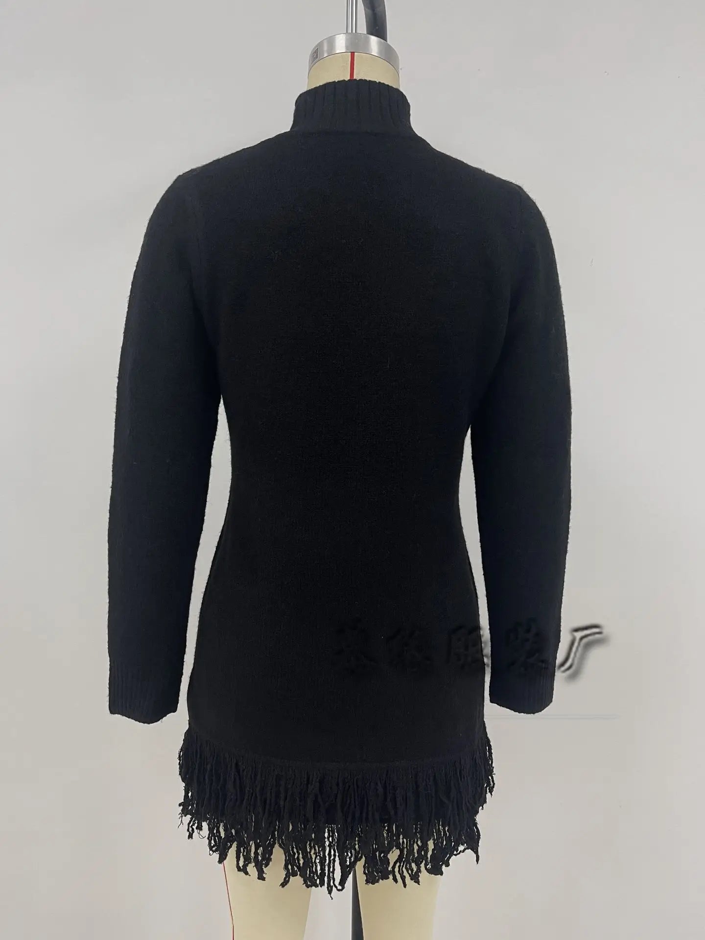 Knitted Dresses 2025 Woman High Neck Vestidos Tassel Sweater Pulls Femmes Keep Warm Homewear Solid Color Temperament Commuting