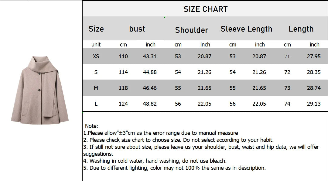 2025 New Autumn and Winter Women's Clothing European and American Fashion Wool Blended Scarf Short Coat Jacket