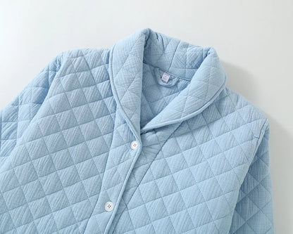 Autumn Winter Women Warm Cotton with Filler Robe Ladies Bathrobe Female Long Sleeve Dressing Gown Robes Simple Home Clothes