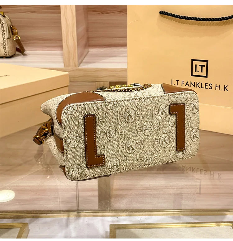 Women's handbag, genuine leather carrying bucket bag, new 2025 high-end design, fashionable single shoulder crossbody bag