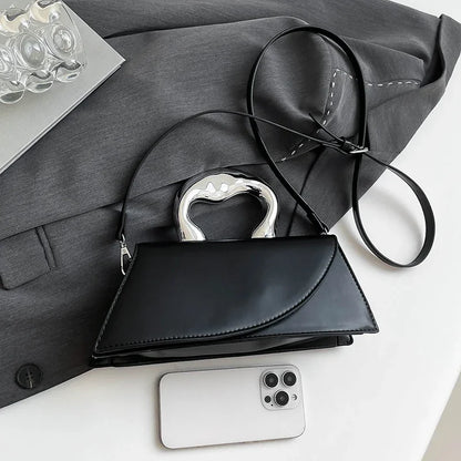 Vintage Women Black Chic Crossbody Bag Luxury Designer Small Shoulder Bags Fashion Red Purse Cute Pu Leather Handbag Sac A Main