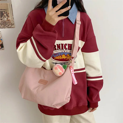 Casual Nylon Womens Shoulder Bag Korean Fashion Simple College Style Crossbody Bag Large Capacity Designer Ladies Handbag Purse