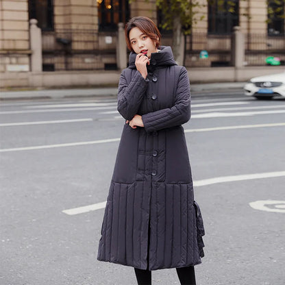 Winter Cotton-padded Clothes Women Coat 2023 Long Loose Female Hooded Padded Clothing Big Pocket Parkas Thicken Warm Jackets