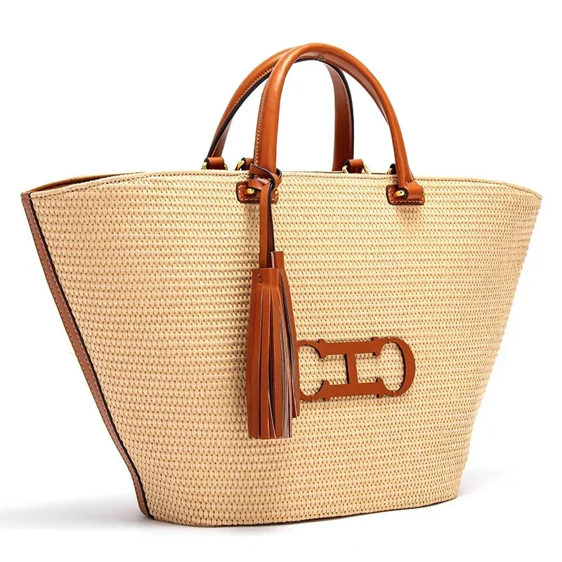 Handheld Fashion Women's Beach Bag Exquisite Designer Large Capacity Luxury Brand New Handmade Style Women's Bucket Bag
