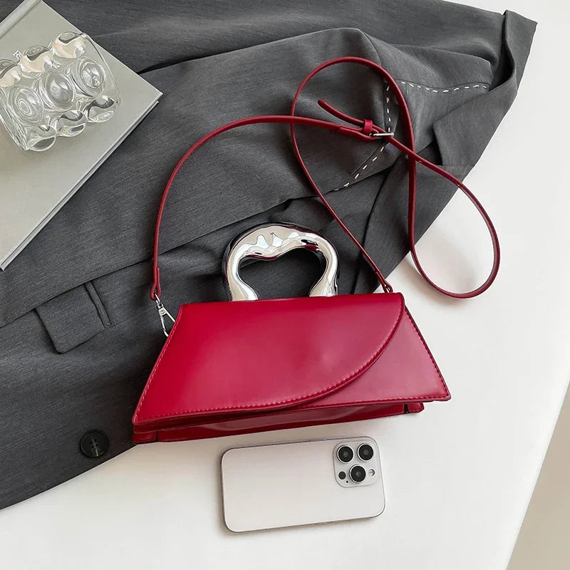 Vintage Women Black Chic Crossbody Bag Luxury Designer Small Shoulder Bags Fashion Red Purse Cute Pu Leather Handbag Sac A Main