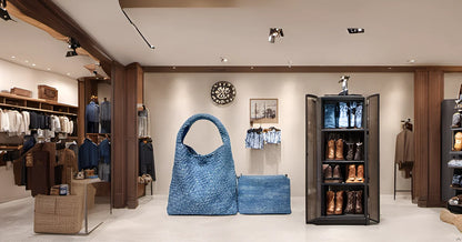 Women Jean Woven Bag Hand-Woven Tote Handbag Fashion Shoulder Top-handle Bag All-Match Underarm Bag with Purse