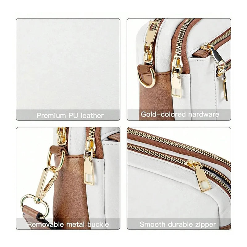 Retro fashion classic, women's multifunctional bag, zipper shoulder strap crossbody bag, small square bag, suitable for office w