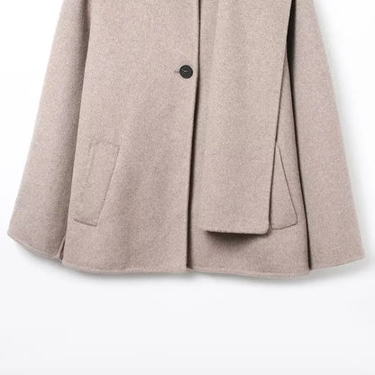 2025 New Autumn and Winter Women's Clothing European and American Fashion Wool Blended Scarf Short Coat Jacket