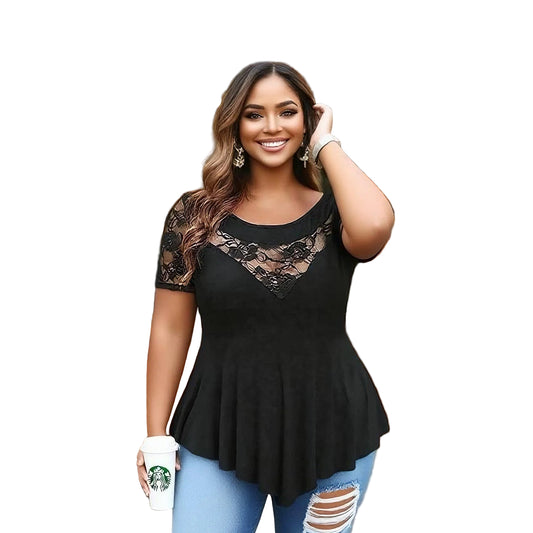 Women’s Lace Panel Flowy Plus Size Top