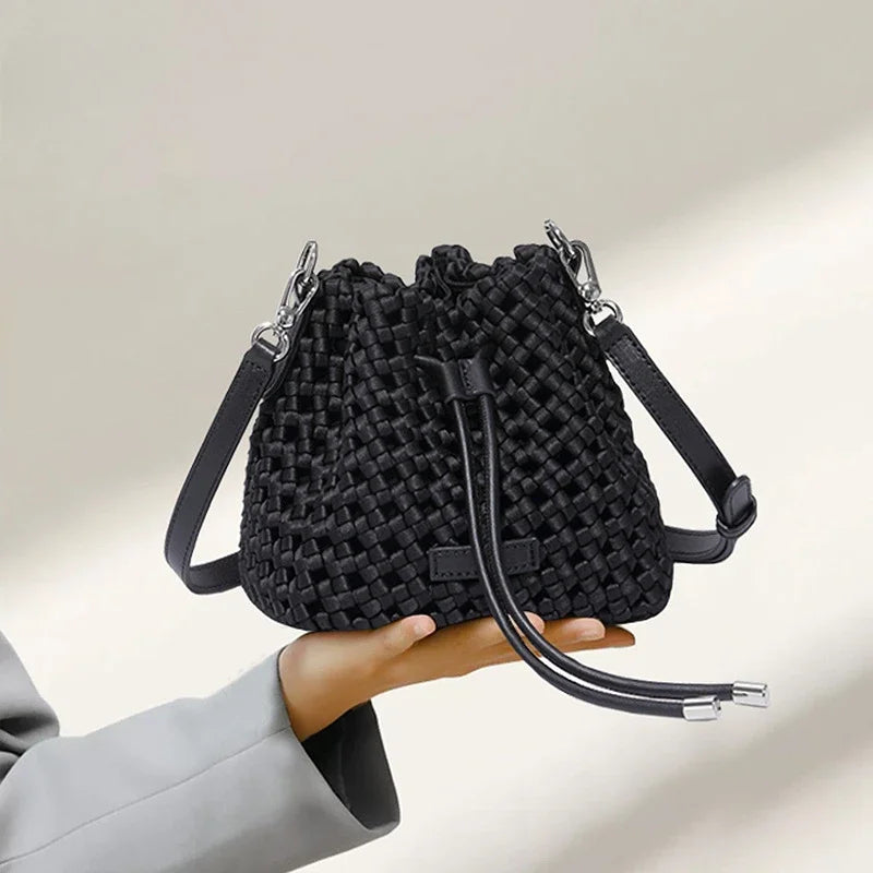 Customized Advanced Handbag Windmill Bucket Bag Handmade Weaving Bag Niche Design Light Luxury Single Shoulder Diagonal Span Bag