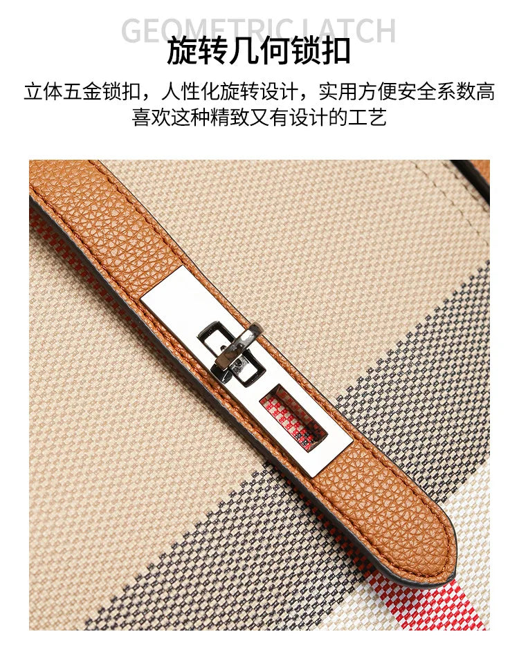 2025 Women's Tote Bag, Luxury Checkered Bucket Purse, Fashionable Shoulder Crossbody Bag, High Quality Handbag for Daily Use