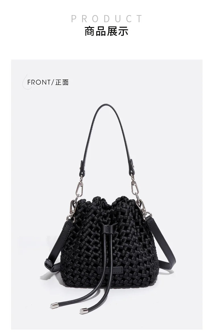 Customized Advanced Handbag Windmill Bucket Bag Handmade Weaving Bag Niche Design Light Luxury Single Shoulder Diagonal Span Bag