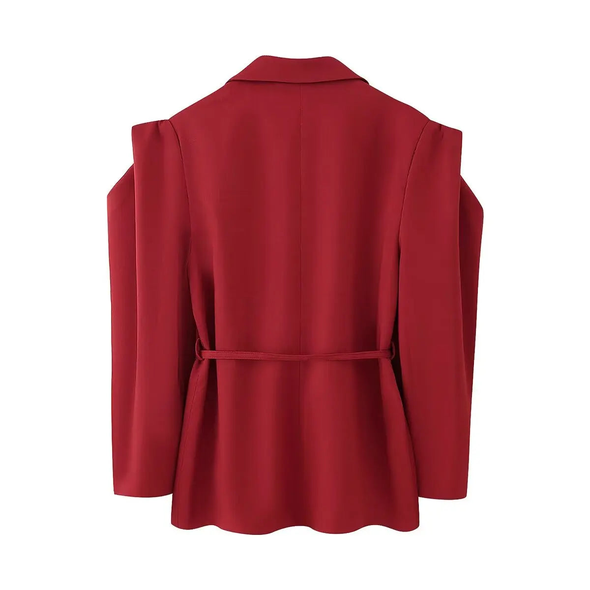 HH Woman's 2025 Autumn Fashion Long Sleeve Lapel Wide Shoulder Blazer Jacket Female Lace-up Single Buckle Exaggerated Coat