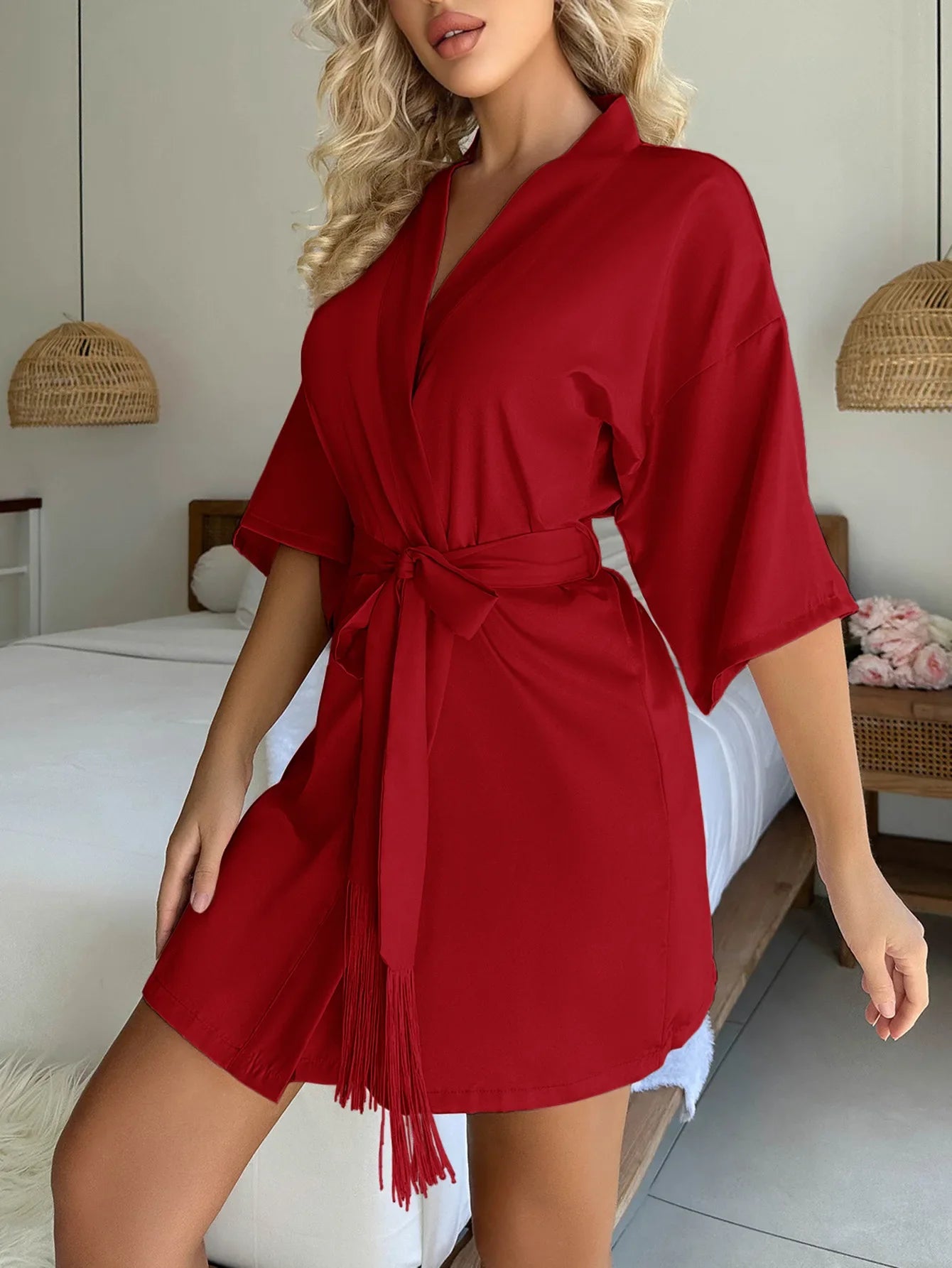 Women's Clothes Sexy Four Seasons Pajamas Dress Solid Silky Robe Comfortable Homewear Ladies Fashion Soft Lace Black Bathrobe