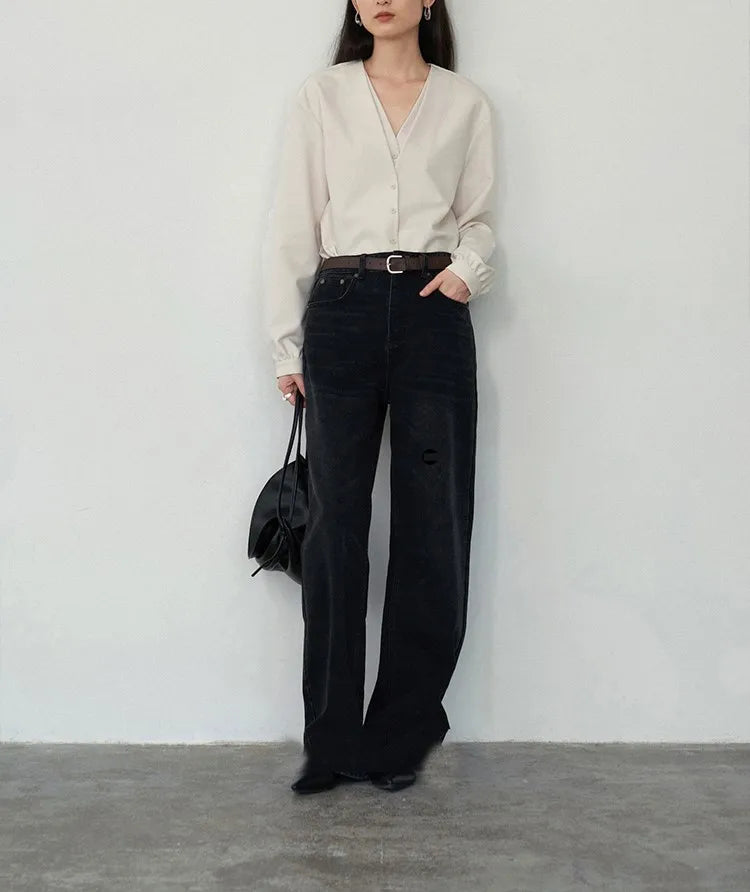 Women Spring White Blouses Fake Two Pieces Design V-Necl Womens Tops And Blouses Fashion Casual Shirt Blusas Roupa Feminina