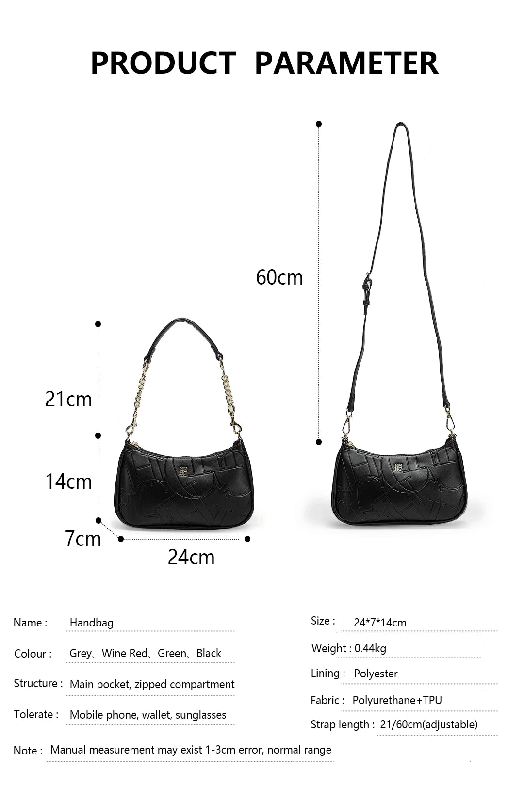 CH Women's Handbag Fashion Partition Durable Luxury Brand Fashion Large Capacity Bent Moon Bag Simple Shoulder Crossbody Bag