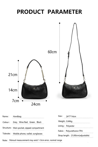 CH Women's Handbag Fashion Partition Durable Luxury Brand Fashion Large Capacity Bent Moon Bag Simple Shoulder Crossbody Bag