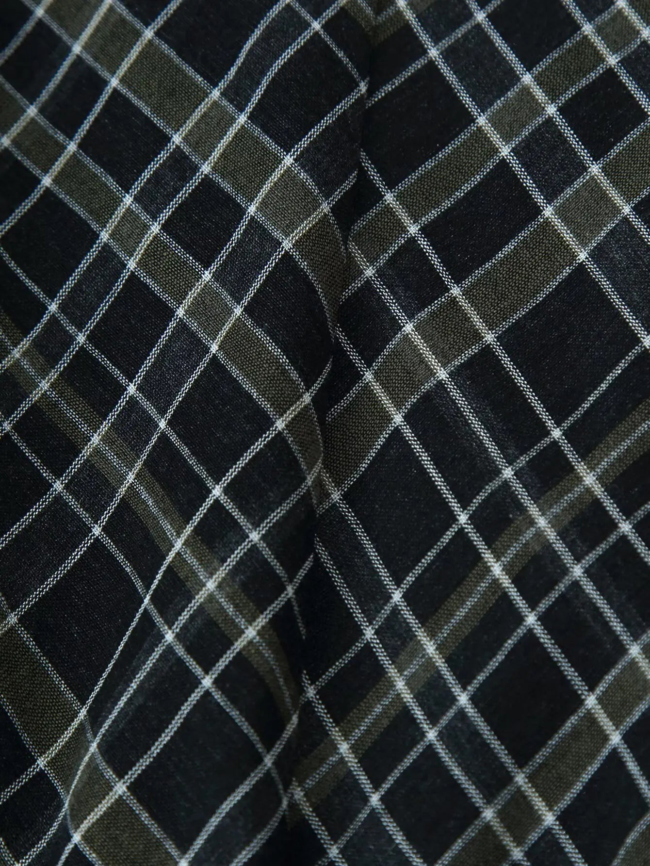 HH Woman Elegant V-Neck Plaid Pleated Decoration Long Sleeves Midi Dress Female Fashion High-Waist Asymmetric Hem Slim Dress