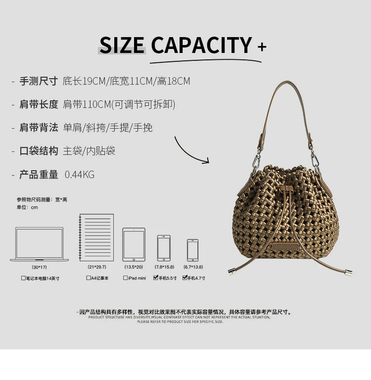 Tote bag woman Bucket bag handbags for women Nylon underarm purse European-style hand-woven bag for women