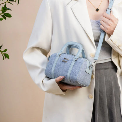 Fashion New Boston Denim HandBag For Women Single Shoulder Crossbody Barrel Satchel Handle Shoulder Bags