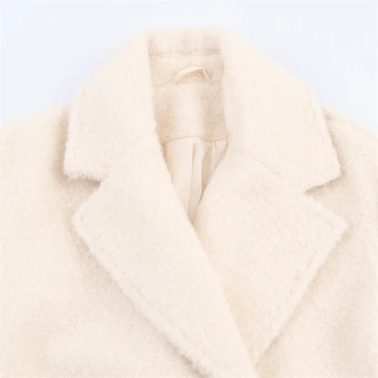 Women's Coat 2025 Autumn New Style White Long-Sleeve Double-Breasted Simple Loose Coat Casual Fashion Versatile