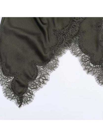 HH Woman Elegant Lace Decoration Camisole Underwear Style Top Female Spring Casual Sleeveless Backless Asymmetry Solid Tops