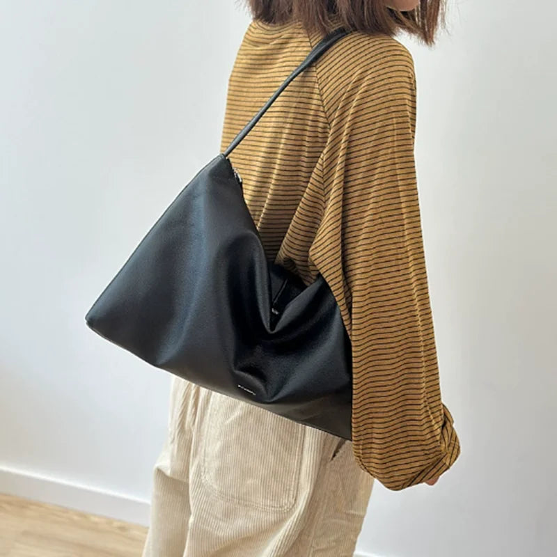 Genuine leather black shoulder bag woman minimalist crossbody bag cowhide handbags female luxury bag Large capacity soft leather