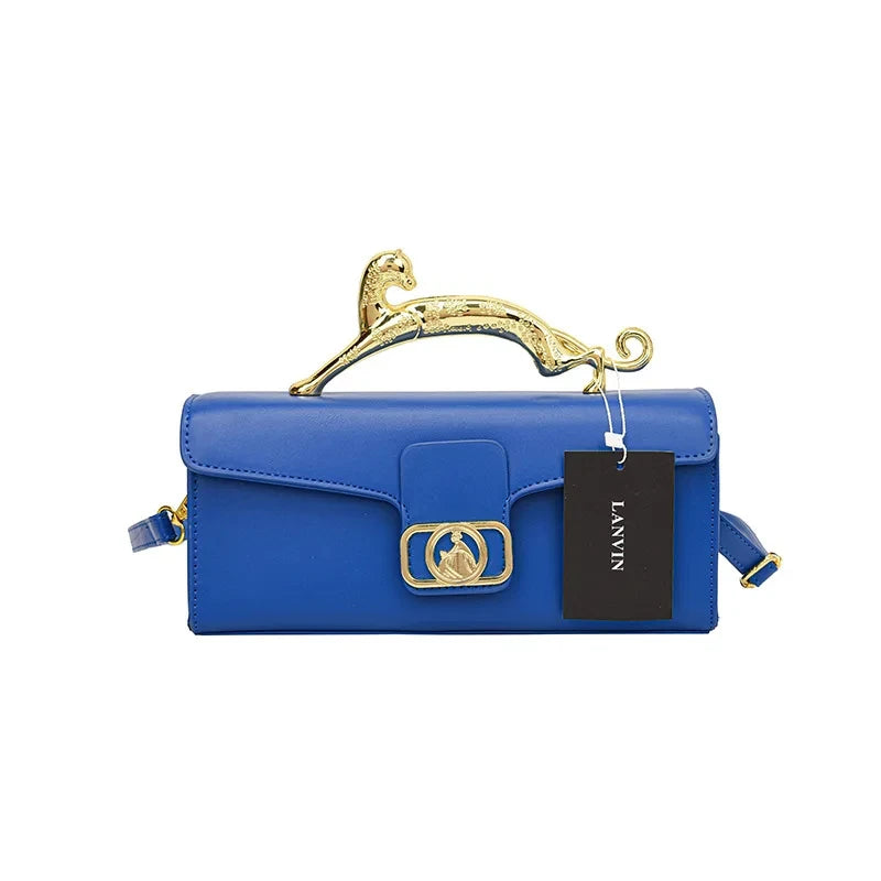 Women's Handbag New Bags For Women Metal Handle Leather Famous Brand Designer Crossbody Fashion Trend Shoulder Bag