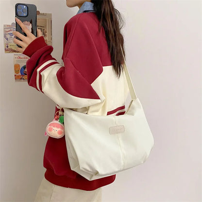 Casual Nylon Womens Shoulder Bag Korean Fashion Simple College Style Crossbody Bag Large Capacity Designer Ladies Handbag Purse