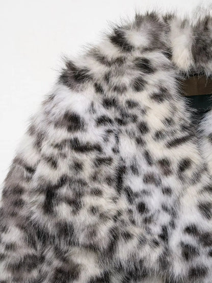 HH Woman's Fashion Coats Print Turn-Down Collar Long Sleeves Pockets Single-Breasted Female Winter Elegant Warm Jackets