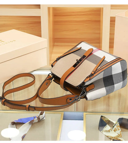 2025 Women's Tote Bag, Luxury Checkered Bucket Purse, Fashionable Shoulder Crossbody Bag, High Quality Handbag for Daily Use