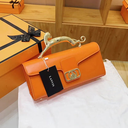 Women's Handbag New Bags For Women Metal Handle Leather Famous Brand Designer Crossbody Fashion Trend Shoulder Bag